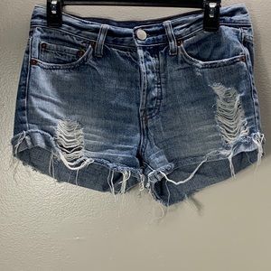 BDG Women’s Blue Distressed Tomgirl Jean Shorts Size 24